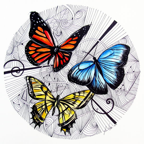 Butterfly Zentangle kiwiana FionaClarkeART.co.nz
