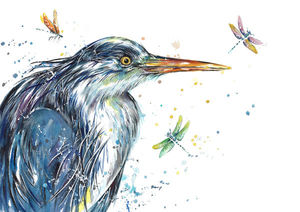 Heron and Dragonflies
