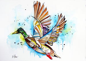 Inked Mallard Duck