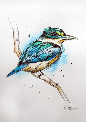 Inked NZ Kingfisher