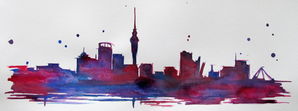 Purple Auckland Cityscape