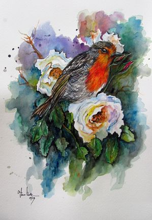 Robin and Roses