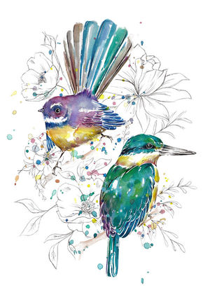 Sketchy Fantail and Kingfisher