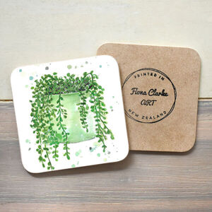 String of Pearls Wooden Coaster
