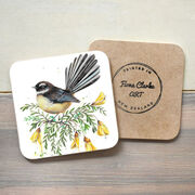 Kowhai Fantail Wooden Coaster