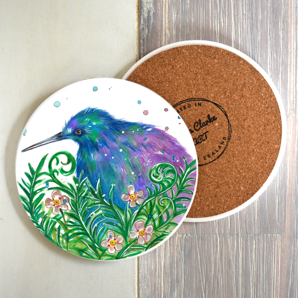 Kiwi Bird Coaster Coasters FionaClarkeART.co.nz
