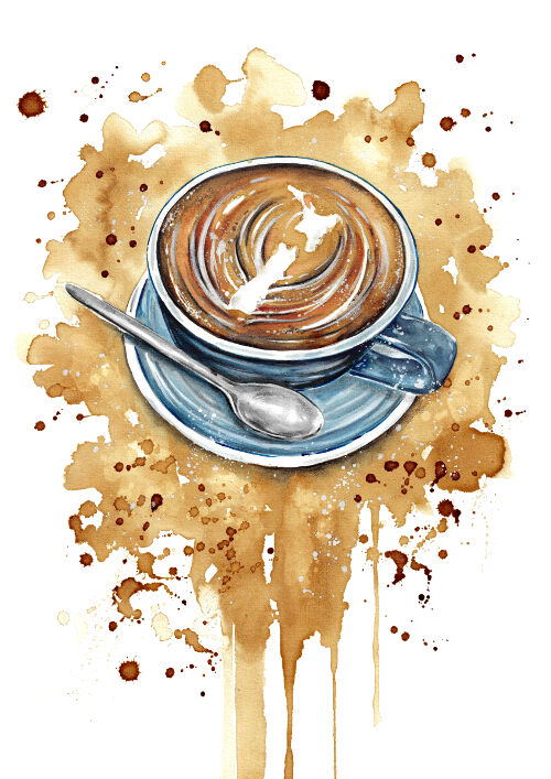 NZ Flat White kiwiana FionaClarkeART.co.nz