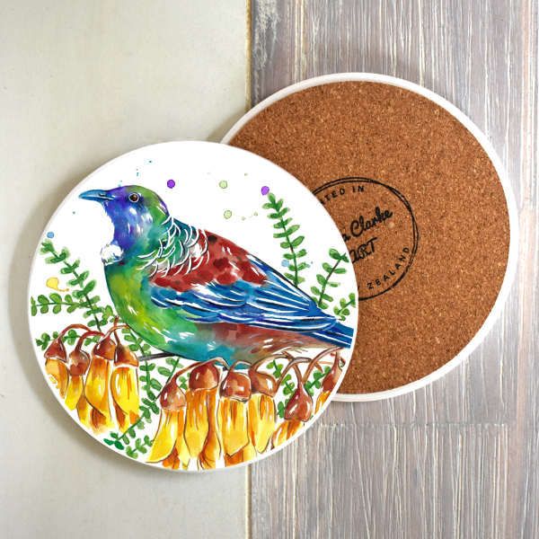 Tui Bird Coaster Coasters FionaClarkeART.co.nz